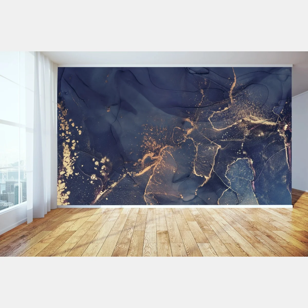 Fototapeta granatowa marmurowa abstrakcja ze złotymi żyłkami – Wallissimo® Fototapeta granatowa marmurowa abstrakcja ze złotymi żyłkami – Wallissimo®
