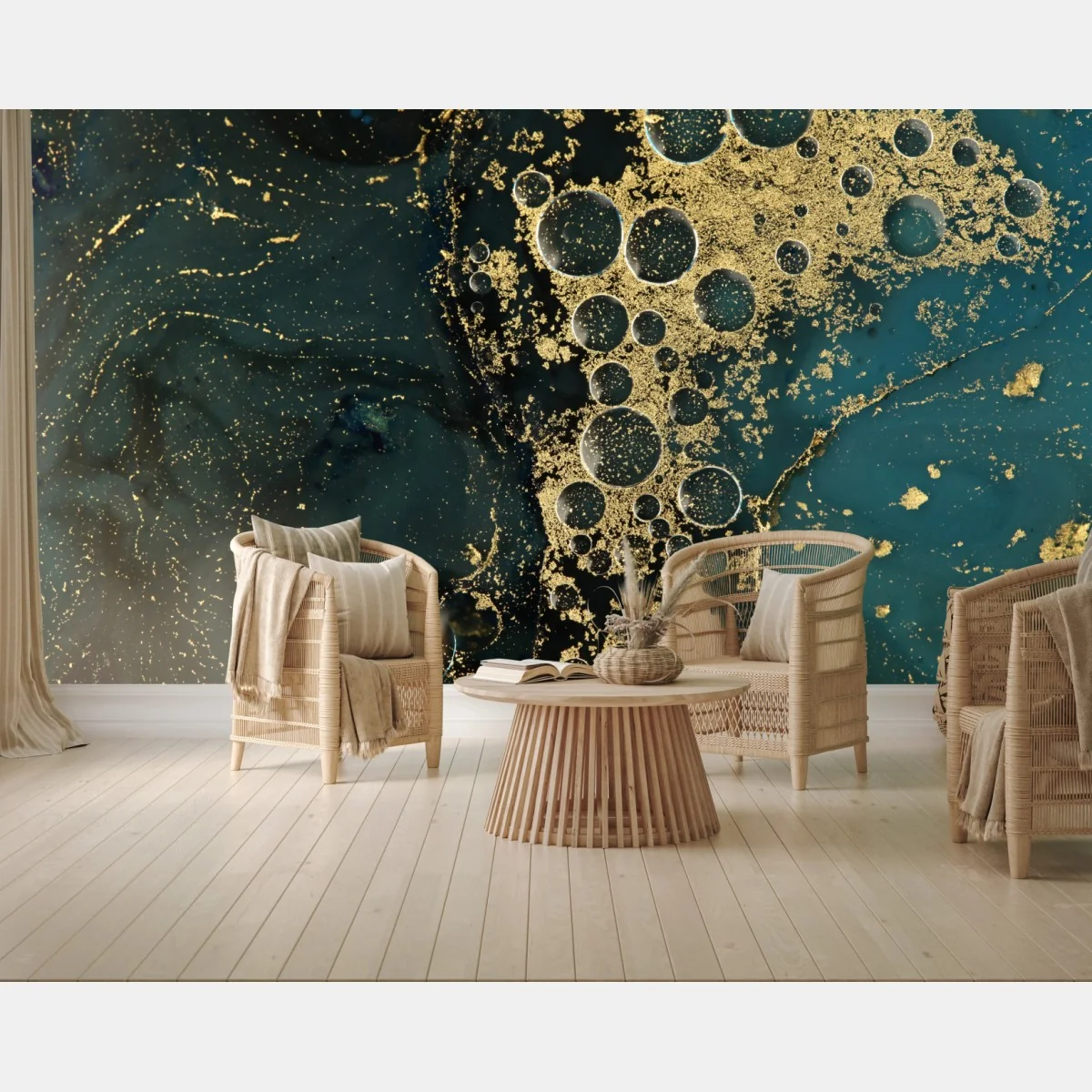 Fototapeta turkusowo-złota abstrakcyjna marmurkowa faktura – Wallissimo® Fototapeta turkusowo-złota abstrakcyjna marmurkowa faktura – Wallissimo®