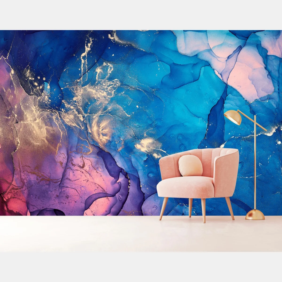 Fototapeta niebieska marmurowa abstrakcja z atramentu alkoholowego – Wallissimo® Fototapeta niebieska marmurowa abstrakcja z atramentu alkoholowego – Wallissimo®