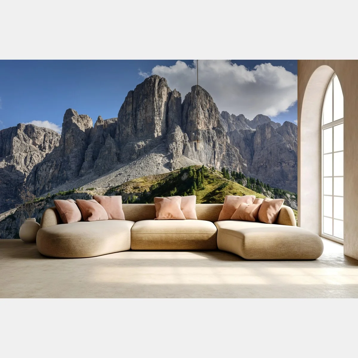 Fototapeta majestatyczne alpejskie szczyty nad zielonymi zboczami – Wallissimo® Fototapeta majestatyczne alpejskie szczyty nad zielonymi zboczami – Wallissimo®