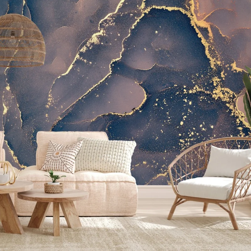 Fototapeta granatowo-złota marmurowa abstrakcja – Wallissimo® Fototapeta granatowo-złota marmurowa abstrakcja – Wallissimo®