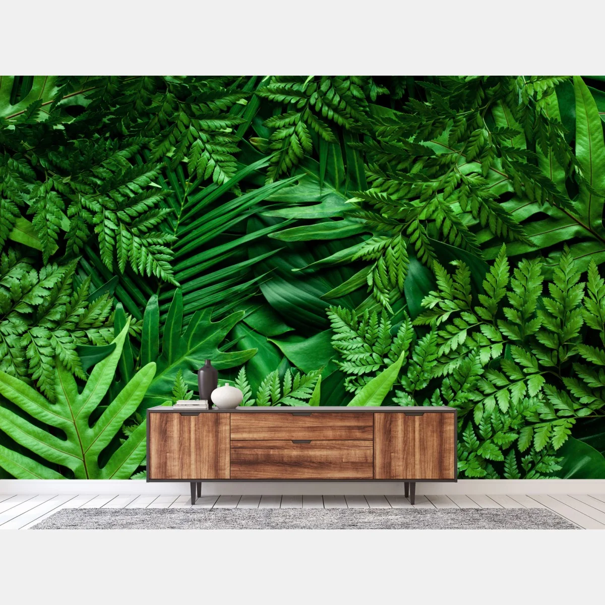 Fototapeta bujny zielony wzór liści – Wallissimo® Fototapeta bujny zielony wzór liści – Wallissimo®