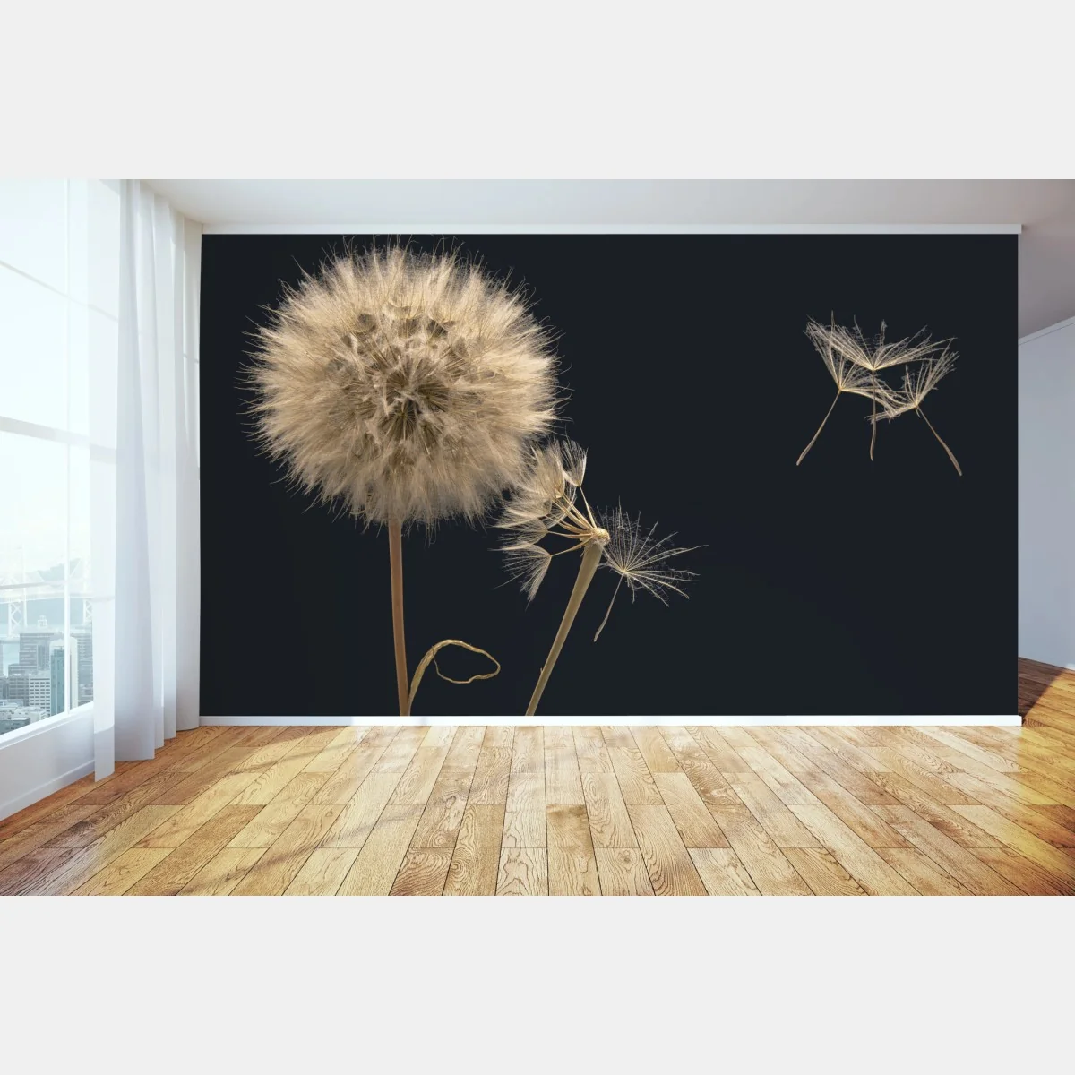 Fototapeta delikatny dmuchawiec na ciemnym tle – Wallissimo®