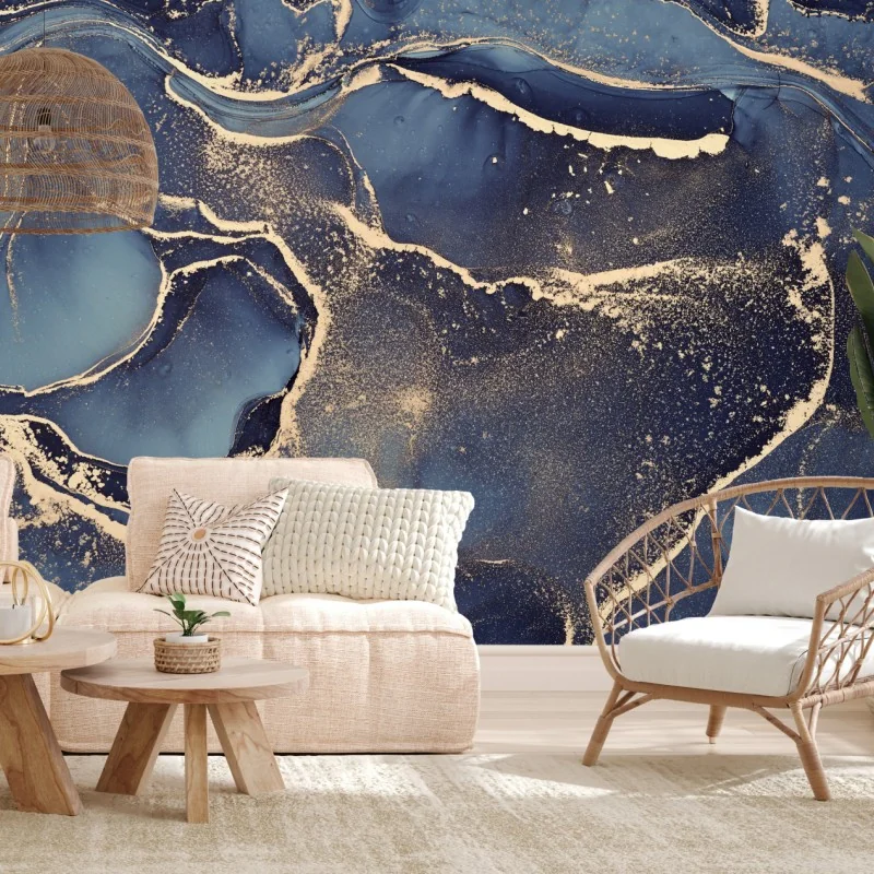 Fototapeta senny abstrakcyjny motyw w granacie i złocie – Wallissimo® Fototapeta senny abstrakcyjny motyw w granacie i złocie – Wallissimo®