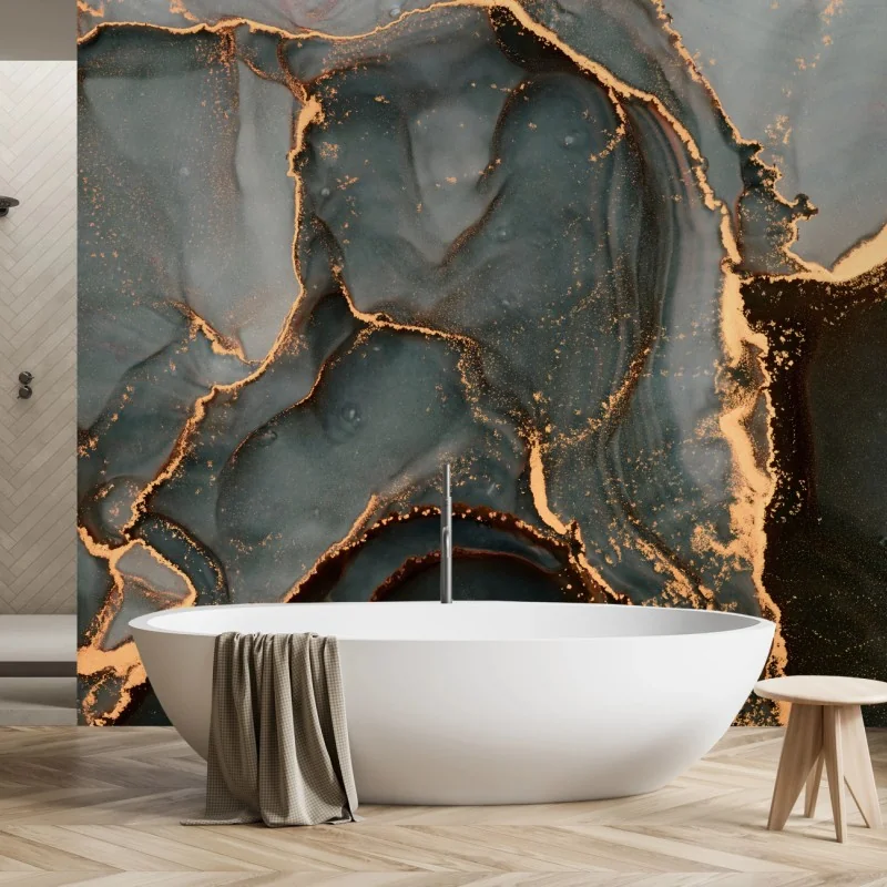 Fototapeta luksusowa abstrakcja turkus z złotymi żyłami – Wallissimo® Fototapeta luksusowa abstrakcja turkus z złotymi żyłami – Wallissimo®