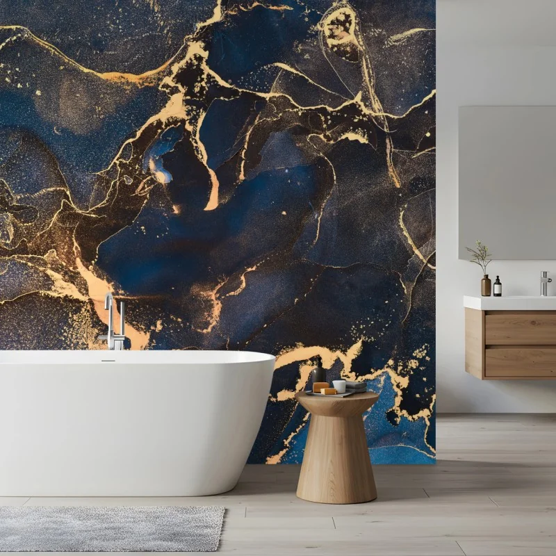 Fototapeta nocny marmur ze złotymi żyłkami – Wallissimo® Fototapeta nocny marmur ze złotymi żyłkami – Wallissimo®