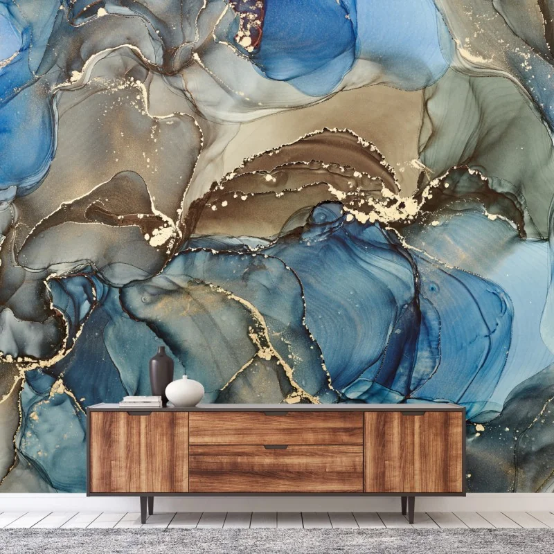 Fototapeta abstrakcja w odcieniach niebieskiego i złota – Wallissimo® Fototapeta abstrakcja w odcieniach niebieskiego i złota – Wallissimo®