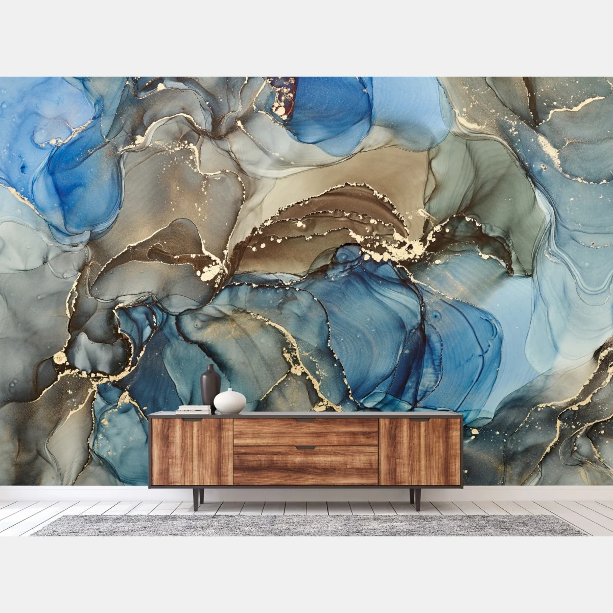 Fototapeta abstrakcja w odcieniach niebieskiego i złota – Wallissimo® Fototapeta abstrakcja w odcieniach niebieskiego i złota – Wallissimo®