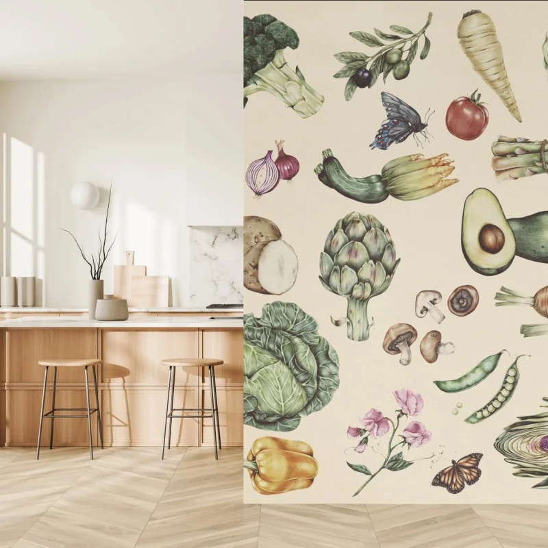 Fototapeta ręcznie rysowany botaniczny wzór warzyw – Wallissimo® Fototapeta ręcznie rysowany botaniczny wzór warzyw – Wallissimo®