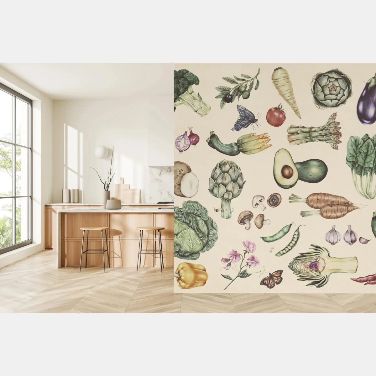 Fototapeta ręcznie rysowany botaniczny wzór warzyw – Wallissimo® Fototapeta ręcznie rysowany botaniczny wzór warzyw – Wallissimo®