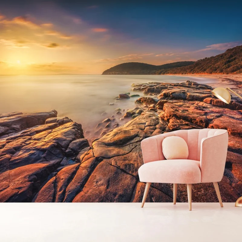 Fototapeta zachód słońca w Cala Violina, Toskania – Wallissimo® Fototapeta zachód słońca w Cala Violina, Toskania – Wallissimo®