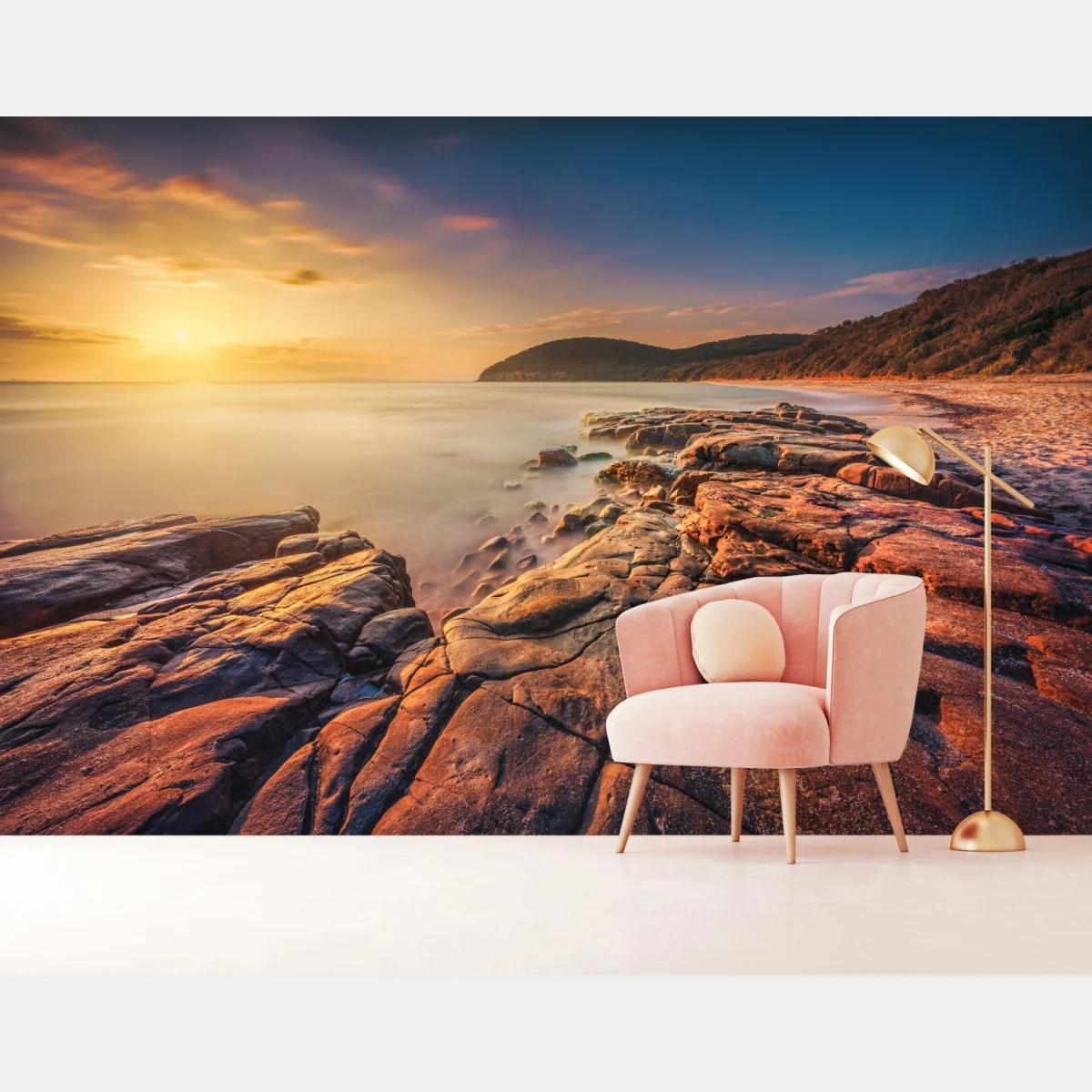 Fototapeta zachód słońca w Cala Violina, Toskania – Wallissimo® Fototapeta zachód słońca w Cala Violina, Toskania – Wallissimo®