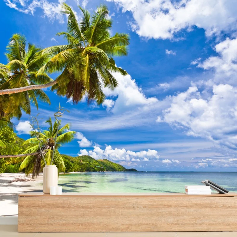 Fototapeta tropikalna plaża z palmami