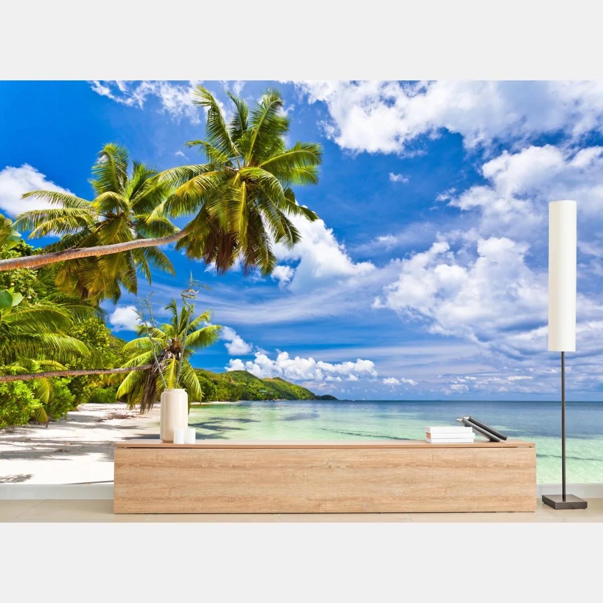 Fototapeta tropikalna plaża z palmami – Wallissimo® Fototapeta tropikalna plaża z palmami – Wallissimo®