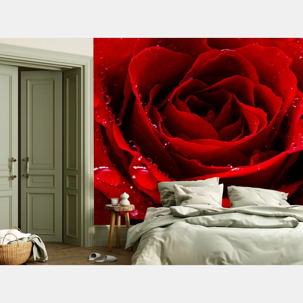 Fototapeta żywa czerwona róża - zbliżenie – Wallissimo® Fototapeta żywa czerwona róża - zbliżenie – Wallissimo®