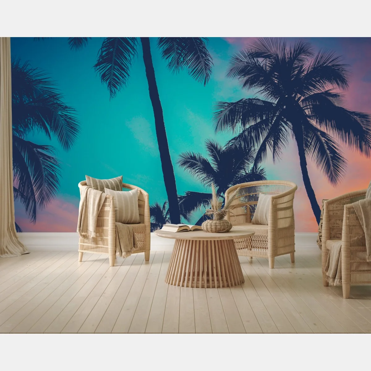 Fototapeta vintage palmy na Hawajach o zachodzie słońca – Wallissimo® Fototapeta vintage palmy na Hawajach o zachodzie słońca – Wallissimo®