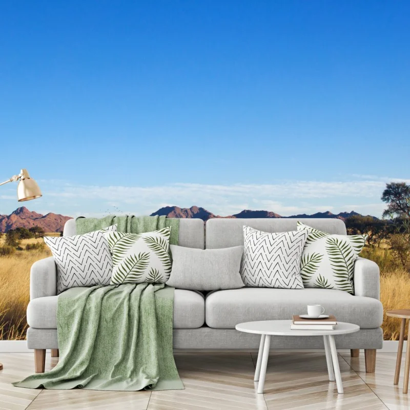 Fototapeta spokojny krajobraz sawanny pod bezchmurnym niebem – Wallissimo® Fototapeta spokojny krajobraz sawanny pod bezchmurnym niebem – Wallissimo®