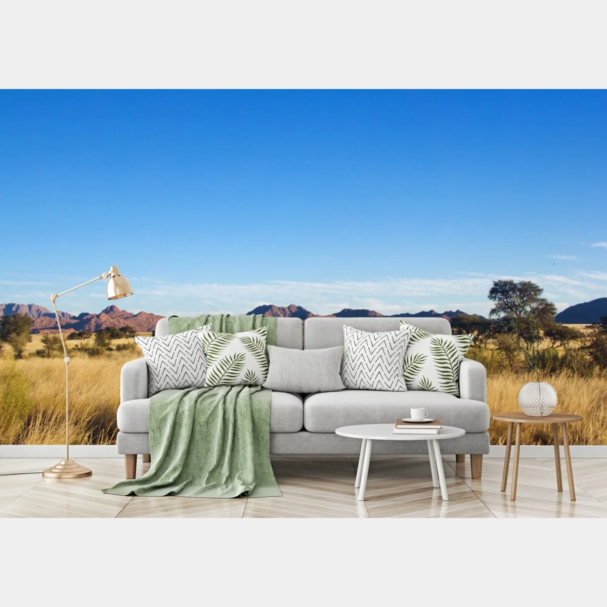 Fototapeta spokojny krajobraz sawanny pod bezchmurnym niebem – Wallissimo® Fototapeta spokojny krajobraz sawanny pod bezchmurnym niebem – Wallissimo®