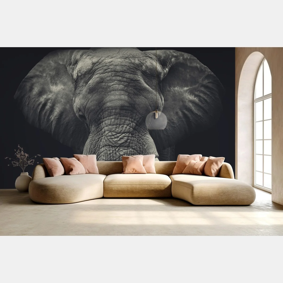 Fototapeta dostojny portret słonia w monochromie – Wallissimo® Fototapeta dostojny portret słonia w monochromie – Wallissimo®