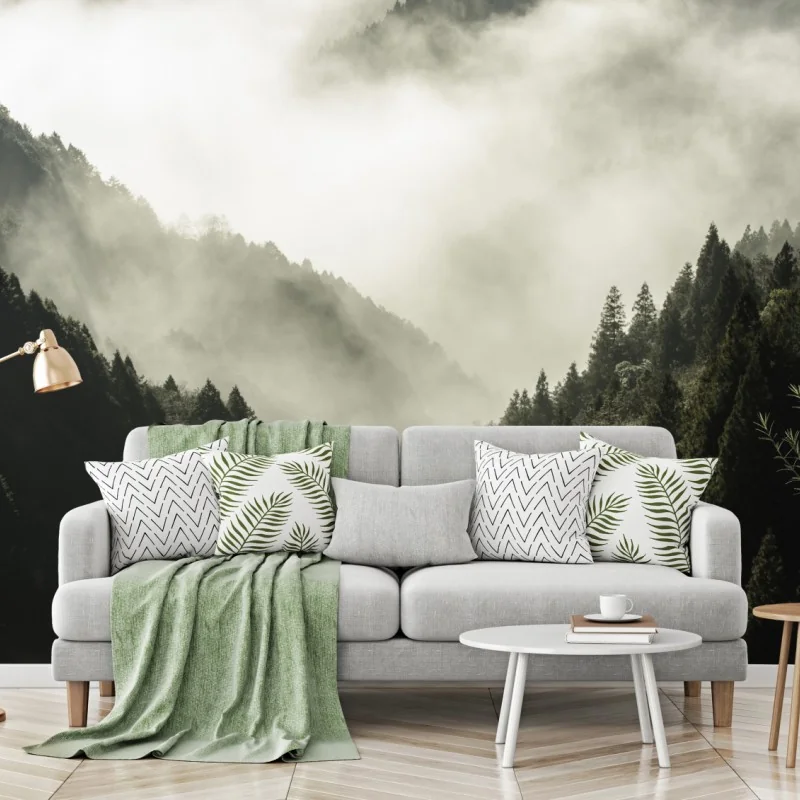 Fototapeta mglista górska dolina – Wallissimo® Fototapeta mglista górska dolina – Wallissimo®