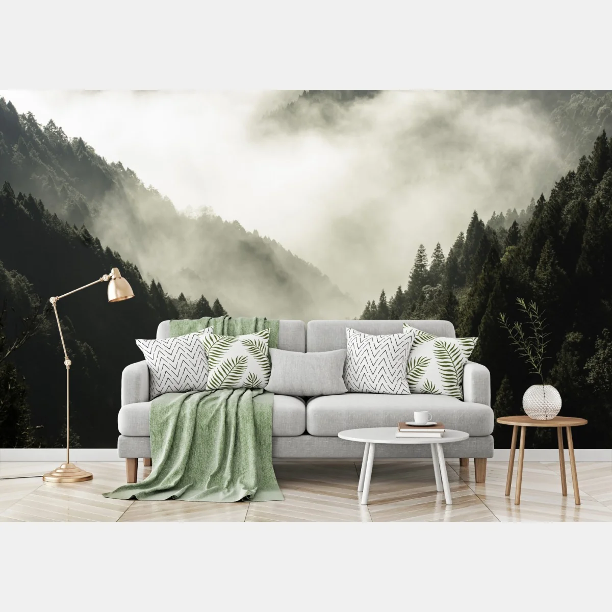 Fototapeta mglista górska dolina – Wallissimo® Fototapeta mglista górska dolina – Wallissimo®