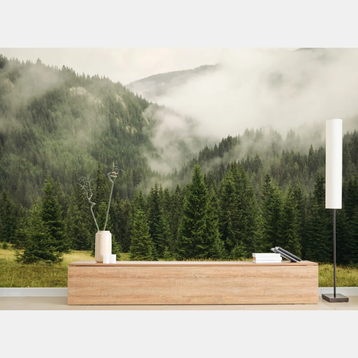 Fototapeta mglisty las iglasty – Wallissimo® Fototapeta mglisty las iglasty – Wallissimo®