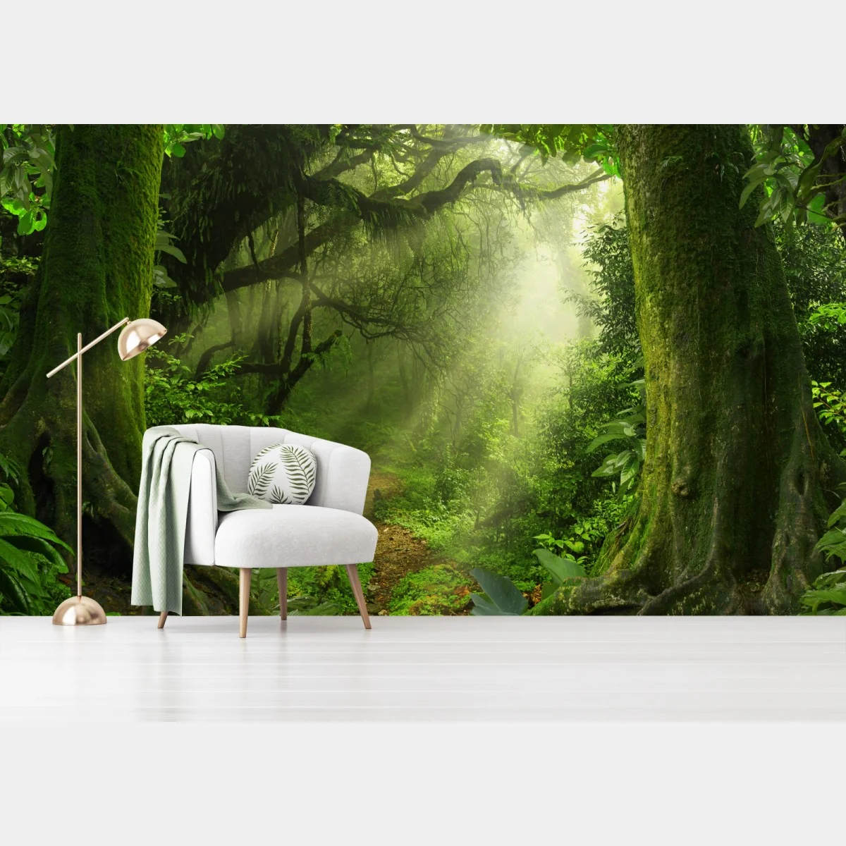 Fototapeta słoneczna leśna ścieżka pokryta mchem – Wallissimo® Fototapeta słoneczna leśna ścieżka pokryta mchem – Wallissimo®