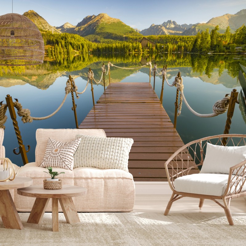 Fototapeta pomost nad jeziorem Strbske Pleso – Wallissimo® Fototapeta pomost nad jeziorem Strbske Pleso – Wallissimo®