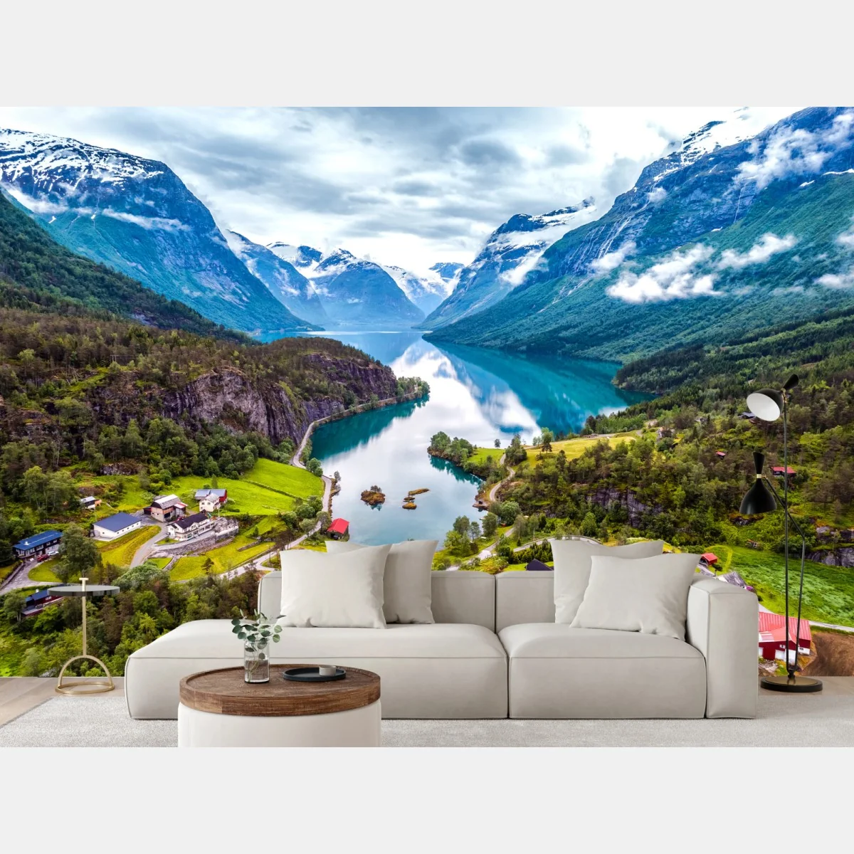 Fototapeta Norwegia fjord z lotu ptaka – Wallissimo® Fototapeta Norwegia fjord z lotu ptaka – Wallissimo®