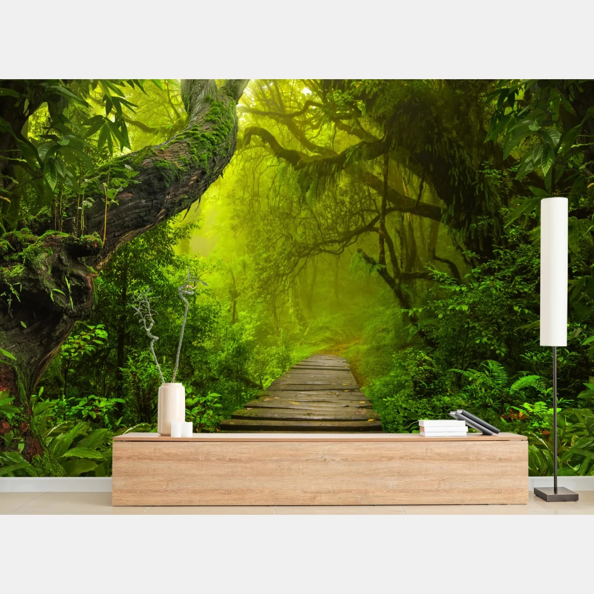 Fototapeta mistyczna zielona ścieżka w lesie – Wallissimo® Fototapeta mistyczna zielona ścieżka w lesie – Wallissimo®