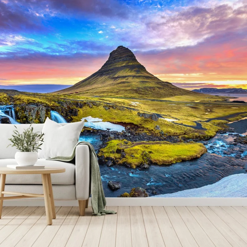 Fototapeta Kirkjufell wschód słońca górski pejzaż – Wallissimo® Fototapeta Kirkjufell wschód słońca górski pejzaż – Wallissimo®