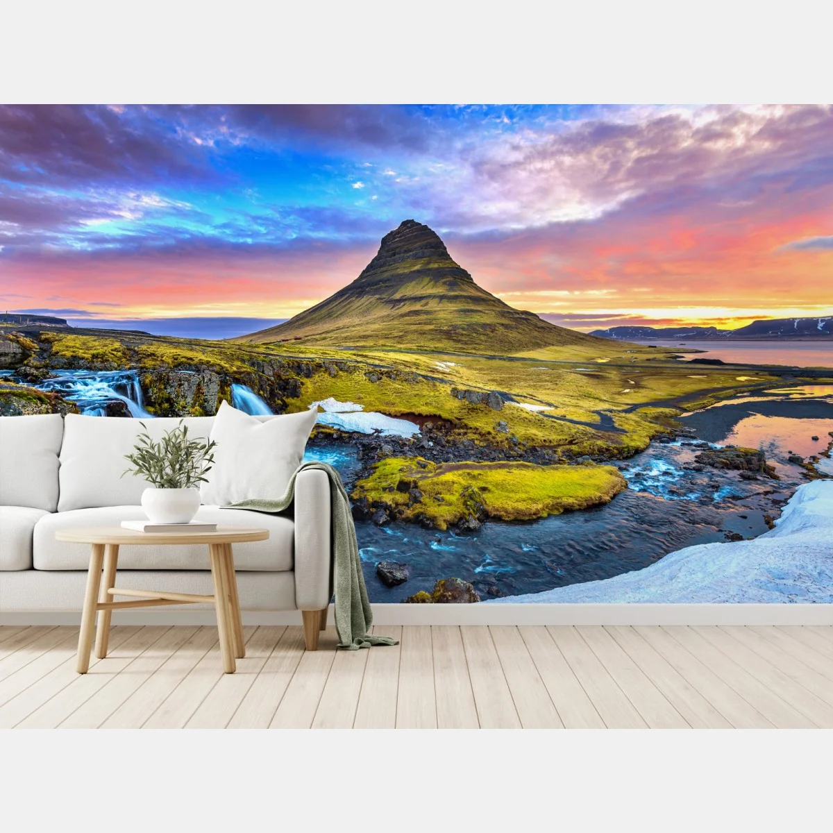 Fototapeta Kirkjufell wschód słońca górski pejzaż – Wallissimo® Fototapeta Kirkjufell wschód słońca górski pejzaż – Wallissimo®