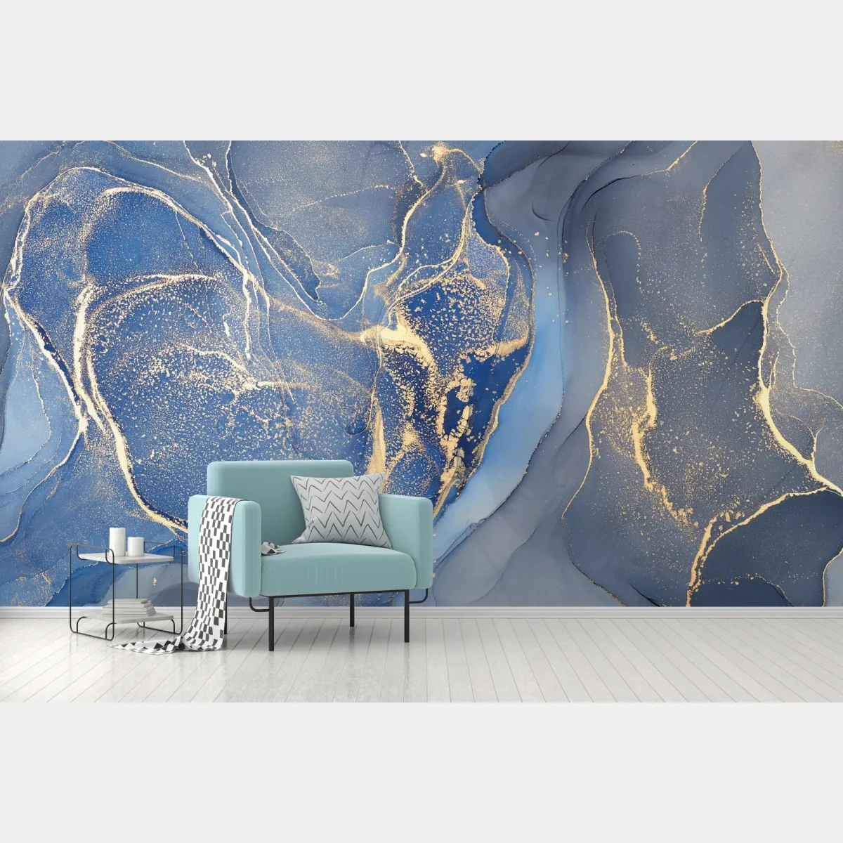 Fototapeta oceaniczny niebieski marmur ze złotymi żyłkami – Wallissimo® Fototapeta oceaniczny niebieski marmur ze złotymi żyłkami – Wallissimo®