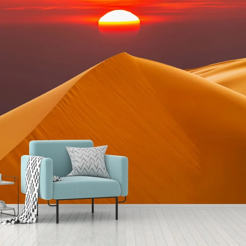 Fototapeta złoty zachód słońca nad wydmami pustyni – Wallissimo® Fototapeta złoty zachód słońca nad wydmami pustyni – Wallissimo®
