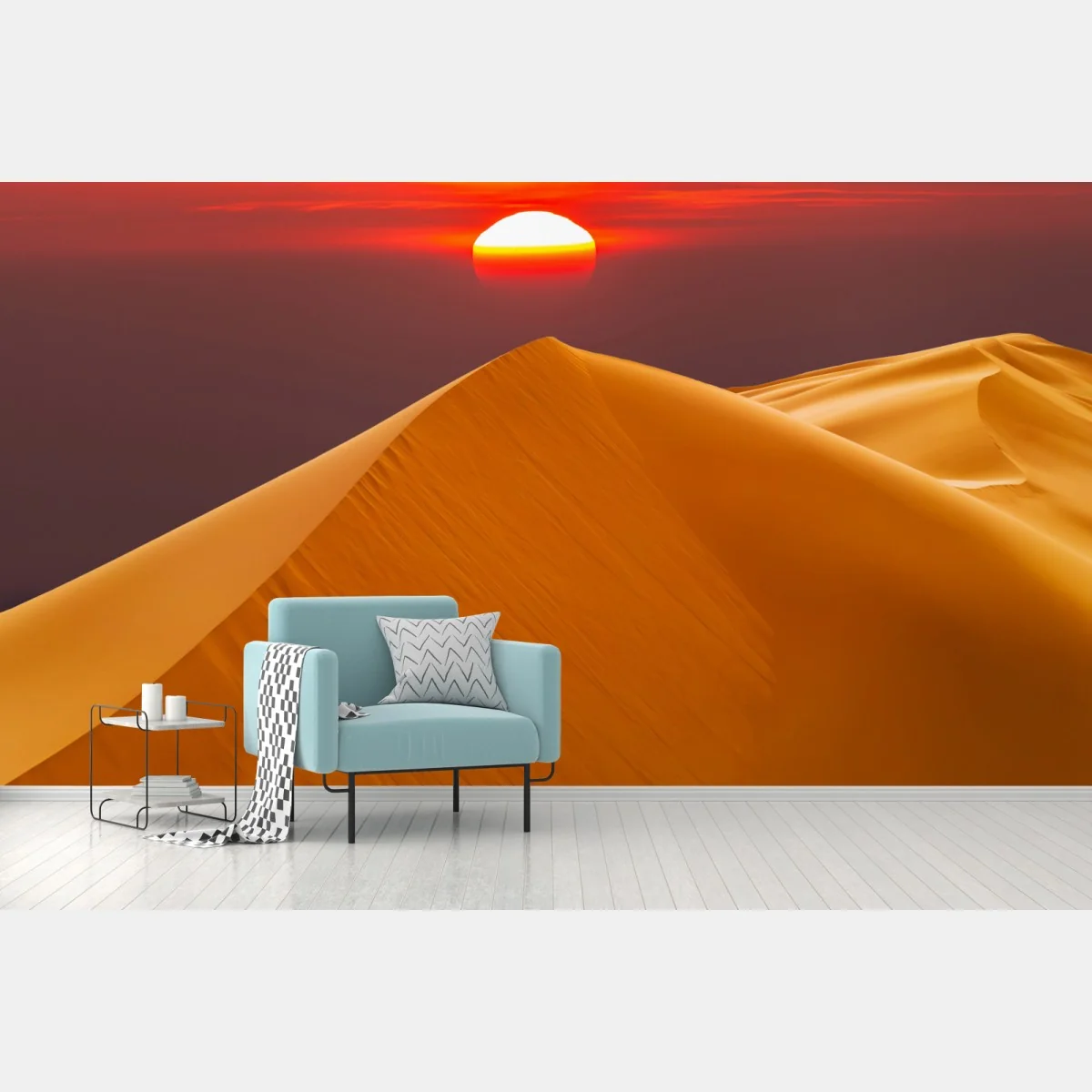 Fototapeta złoty zachód słońca nad wydmami pustyni – Wallissimo® Fototapeta złoty zachód słońca nad wydmami pustyni – Wallissimo®