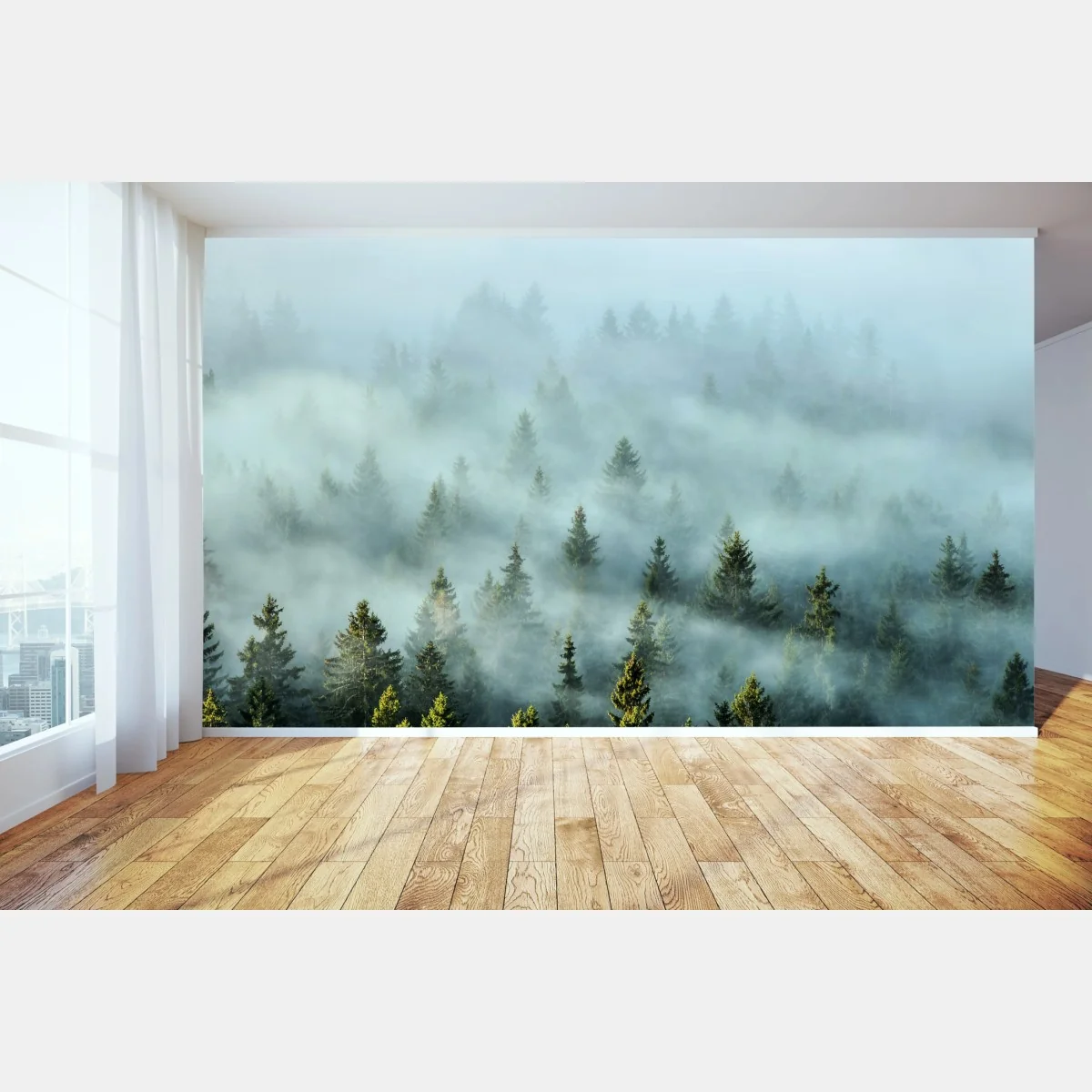 Fototapeta mglisty las jodłowy o poranku – Wallissimo® Fototapeta mglisty las jodłowy o poranku – Wallissimo®
