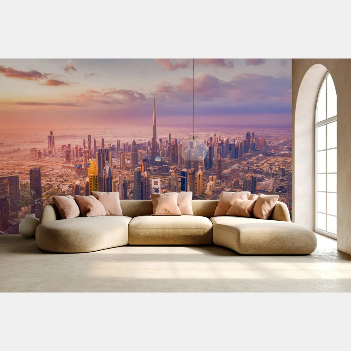 Fototapeta zachód słońca nad panoramą Dubaju z Burj Khalifa – Wallissimo® Fototapeta zachód słońca nad panoramą Dubaju z Burj Khalifa – Wallissimo®