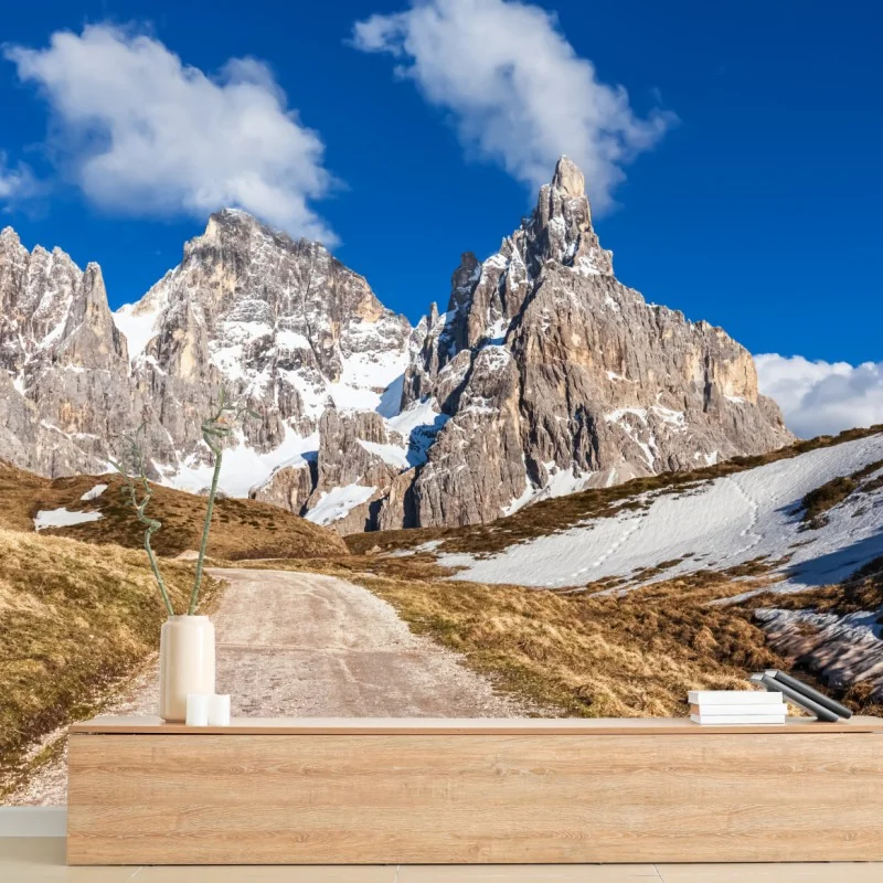 Fototapeta strzeliste szczyty górskie i wijąca się ścieżka – Wallissimo® Fototapeta strzeliste szczyty górskie i wijąca się ścieżka – Wallissimo®