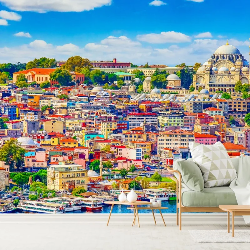 Fototapeta tętniący życiem widok Stambułu nad Bosforem – Wallissimo® Fototapeta tętniący życiem widok Stambułu nad Bosforem – Wallissimo®