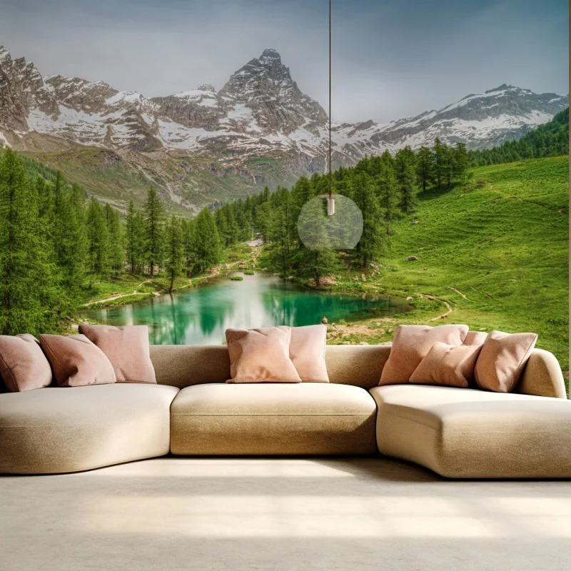 Fototapeta turkusowe jezioro alpejskie w pobliżu Cervinia – Wallissimo® Fototapeta turkusowe jezioro alpejskie w pobliżu Cervinia – Wallissimo®