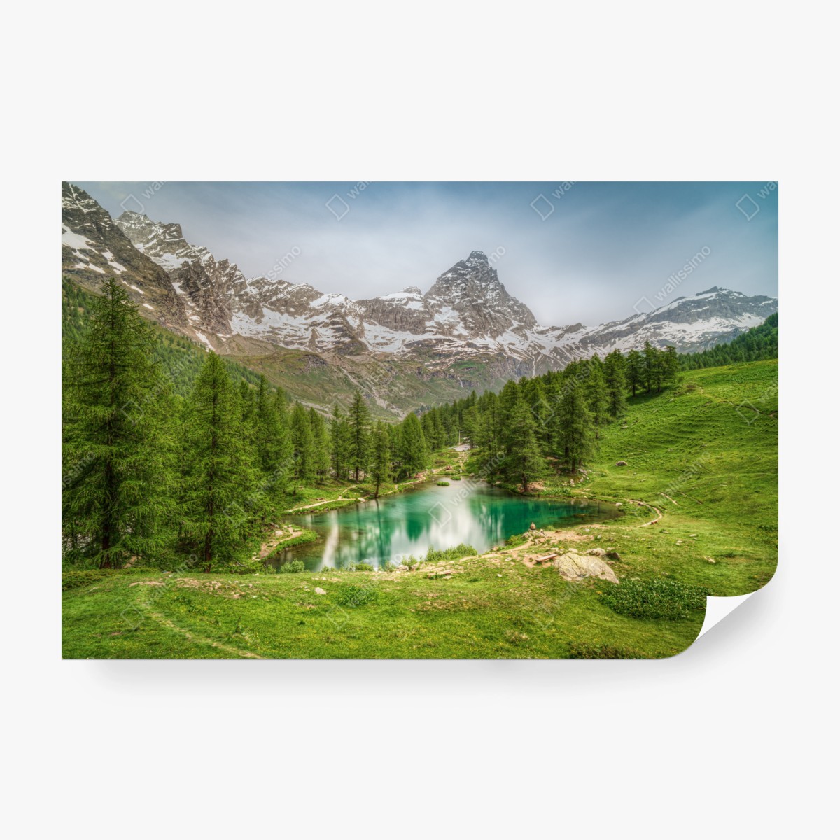 Fototapeta turkusowe jezioro alpejskie w pobliżu Cervinia – Wallissimo® Fototapeta turkusowe jezioro alpejskie w pobliżu Cervinia – Wallissimo®