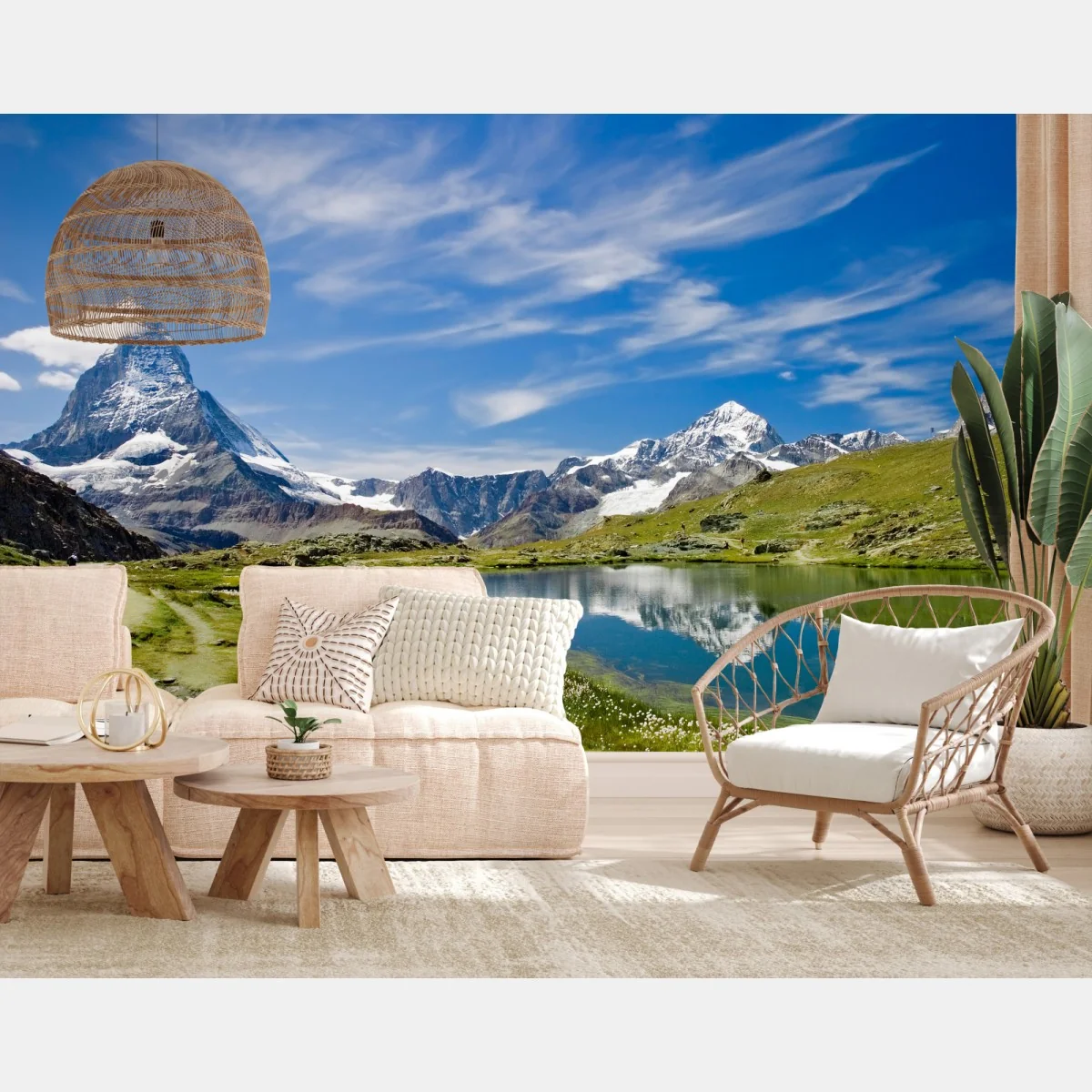 Fototapeta alpejskie jezioro z odbiciem gór – Wallissimo® Fototapeta alpejskie jezioro z odbiciem gór – Wallissimo®