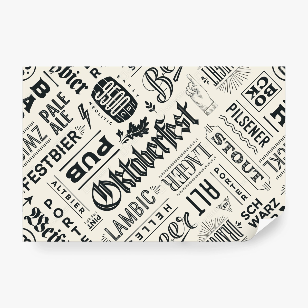 Fototapeta vintage wzór etykiet piwnych – Wallissimo® Fototapeta vintage wzór etykiet piwnych – Wallissimo®