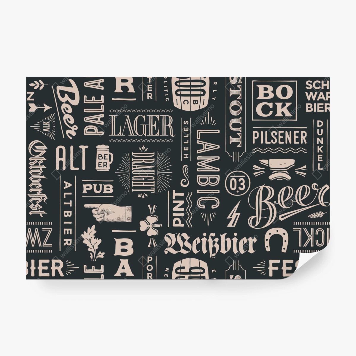 Fototapeta vintage kolaż etykiet piwnych – Wallissimo® Fototapeta vintage kolaż etykiet piwnych – Wallissimo®