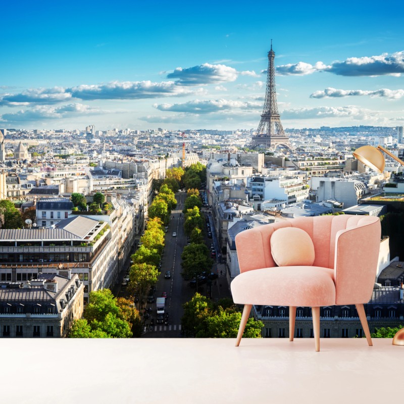 Fototapeta panorama Paryża z Wieżą Eiffla – Wallissimo® Fototapeta panorama Paryża z Wieżą Eiffla – Wallissimo®