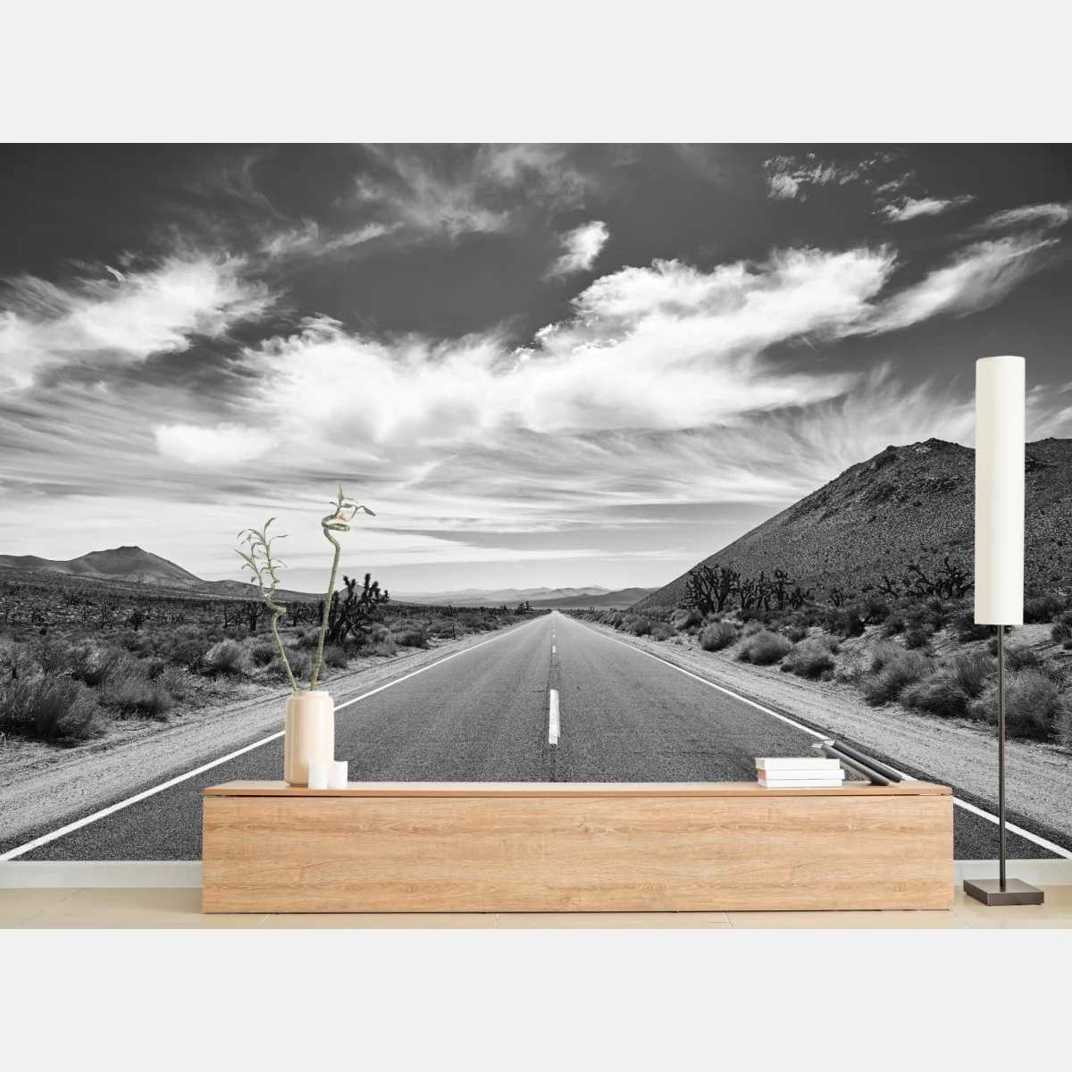 Fototapeta Dolina Śmierci otwarta droga w czerni i bieli – Wallissimo® Fototapeta Dolina Śmierci otwarta droga w czerni i bieli – Wallissimo®