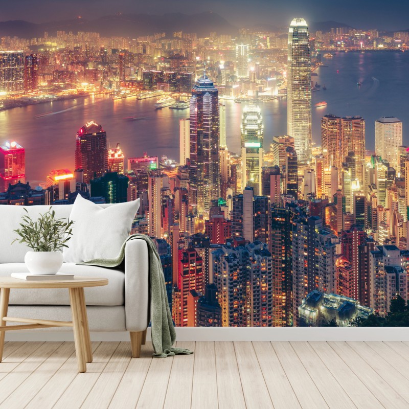 Fototapeta Hongkong nocny widok ze szczytu Victoria Peak – Wallissimo® Fototapeta Hongkong nocny widok ze szczytu Victoria Peak – Wallissimo®