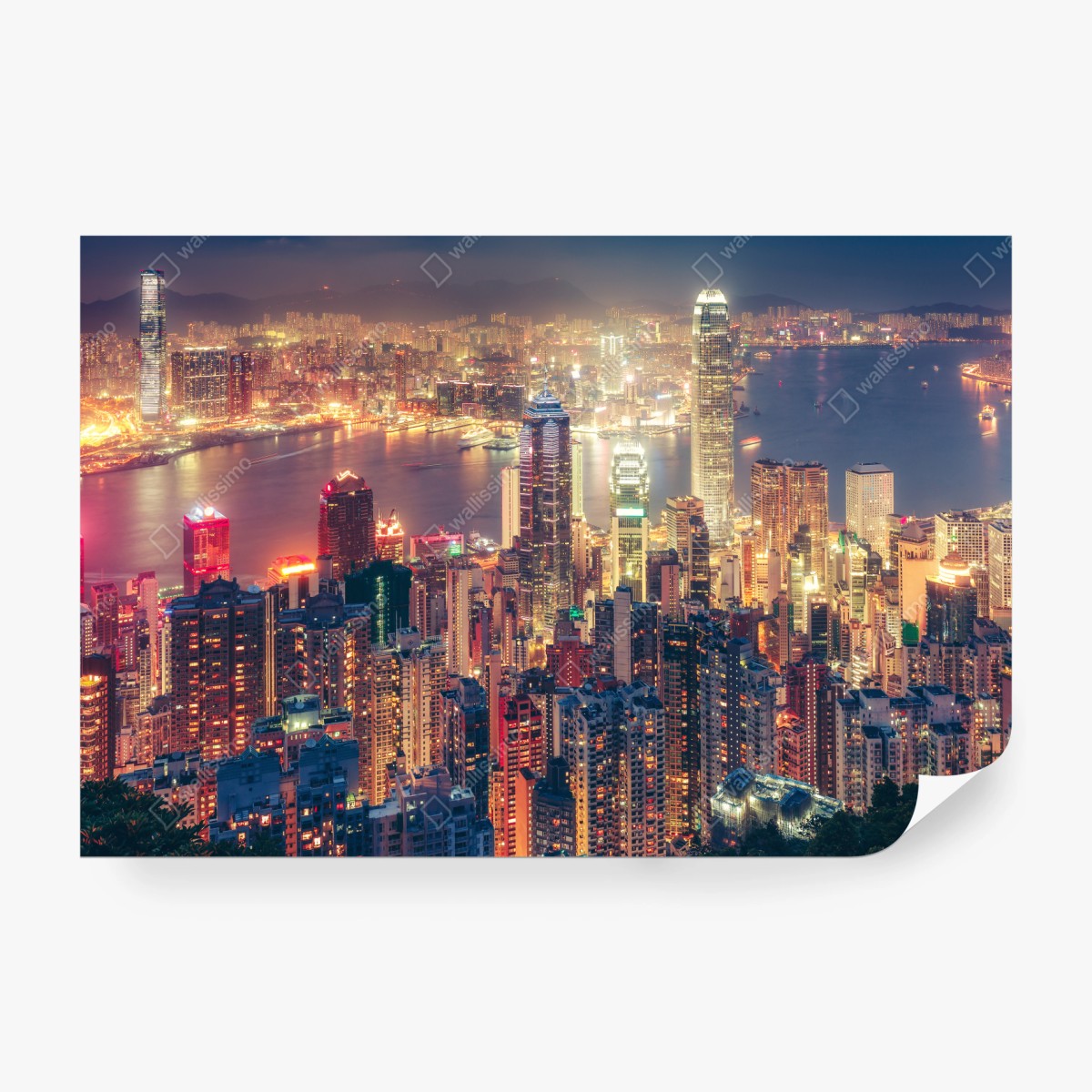 Fototapeta Hongkong nocny widok ze szczytu Victoria Peak – Wallissimo® Fototapeta Hongkong nocny widok ze szczytu Victoria Peak – Wallissimo®
