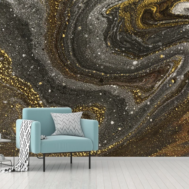 Fototapeta złoto-czarny marmurowy wir abstrakcyjny