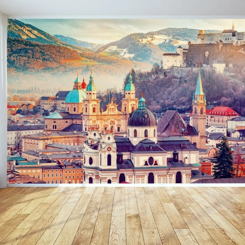 Fototapeta zachód słońca nad Salzburgiem – Wallissimo® Fototapeta zachód słońca nad Salzburgiem – Wallissimo®